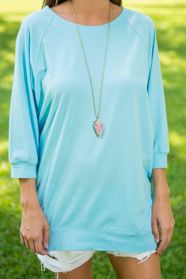 Slouchy Dolman Sky Blue Tunic Female Product Image