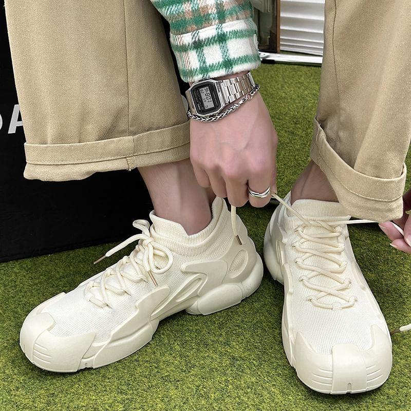 Plain Lace-Up Sneakers Product Image