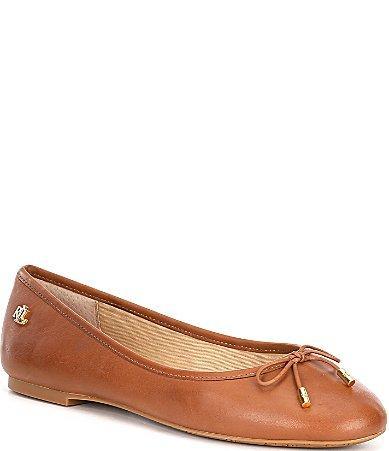 Lauren Ralph Lauren Jayna Bow Detail Leather Ballet Flats Product Image