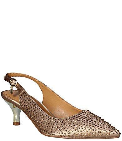 J. Renee Ferryanne Rhinestone Satin Slingback Pumps Product Image