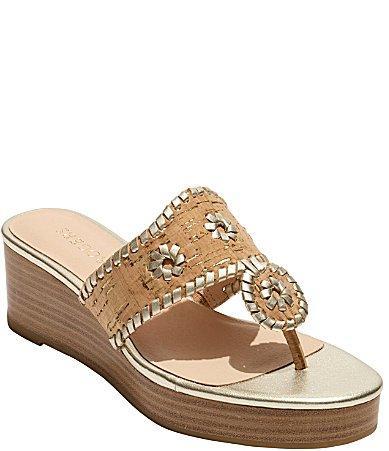 Jack Rogers Jacks Mid Wedge - Stacked Cork (Metallic Cork/Pltainum) Women's Sandals Product Image