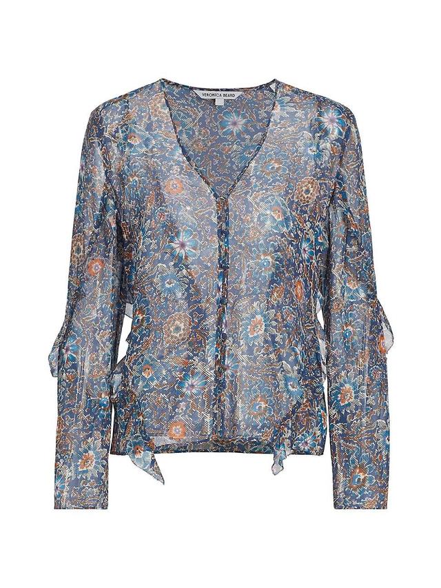 Veronica Beard Blanchett Floral Silk Top Product Image