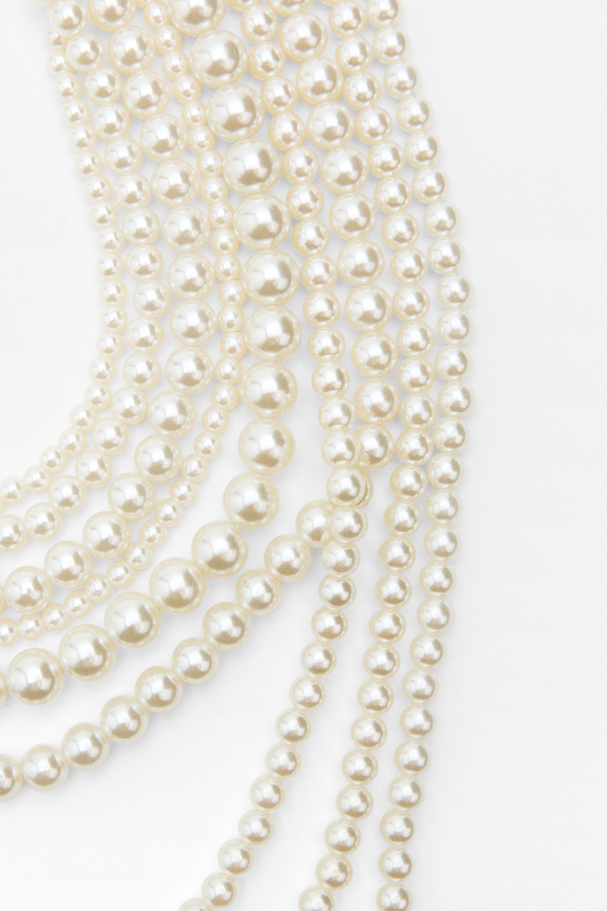 MULTI-STRAND FAUX PEARL NECKLACE Product Image