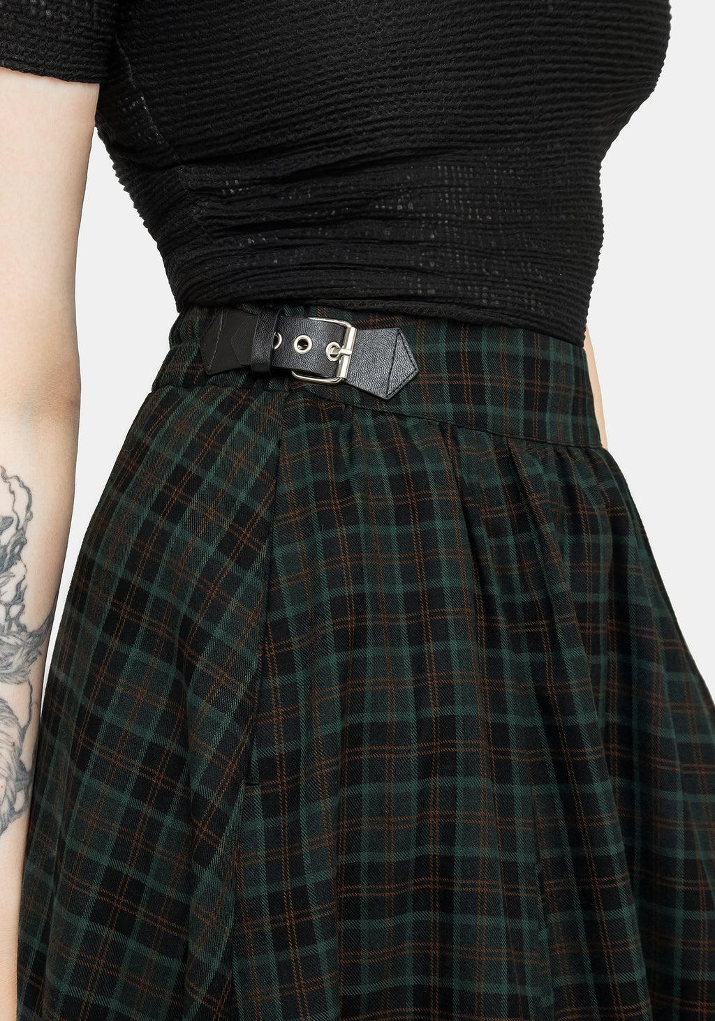 Nightingale Buckled Check Midi Skirt Product Image