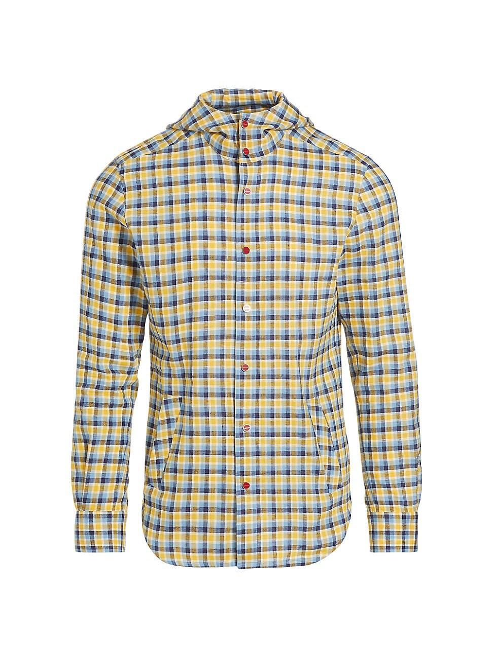 Mens Mariano Plaid Linen Hooded Shirt Product Image