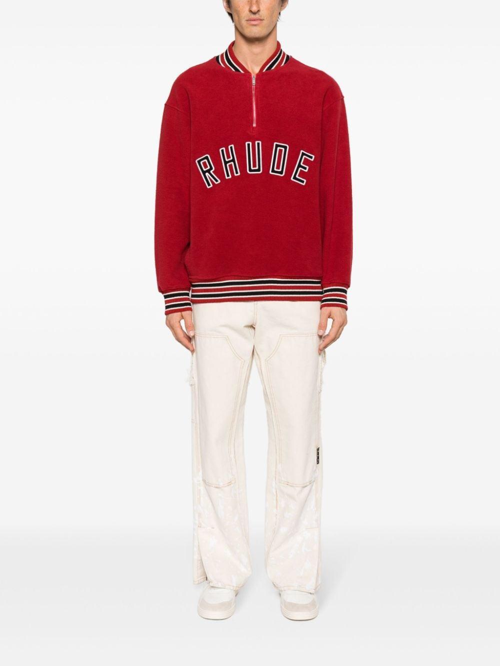 RHUDE Varsity Half-zip Sweatshirt In Vintage Red Product Image