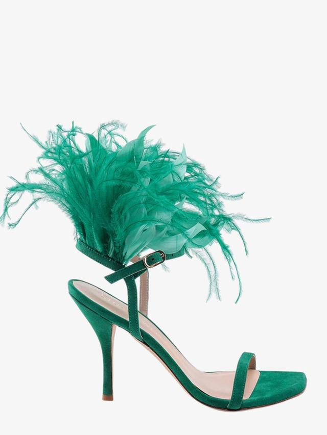 Plume Heeled Sandals In Green Product Image