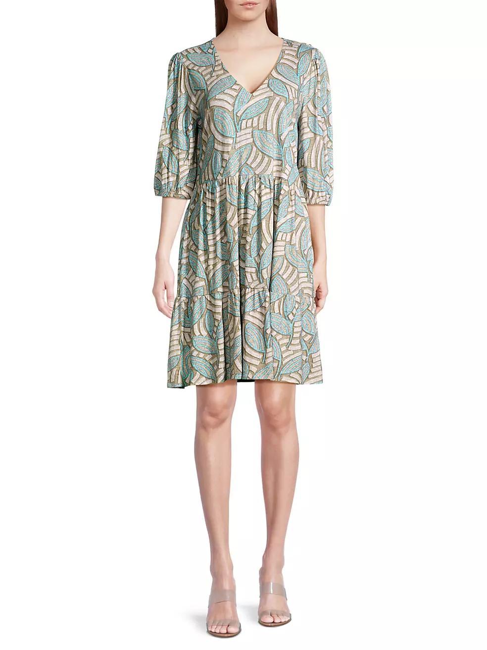 Mosaic Fern Cotton-Blend Dress Product Image