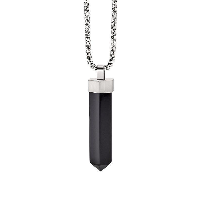 Bulova Mens Precisionist Stainless Steel Black Onyx Pendant Necklace Product Image