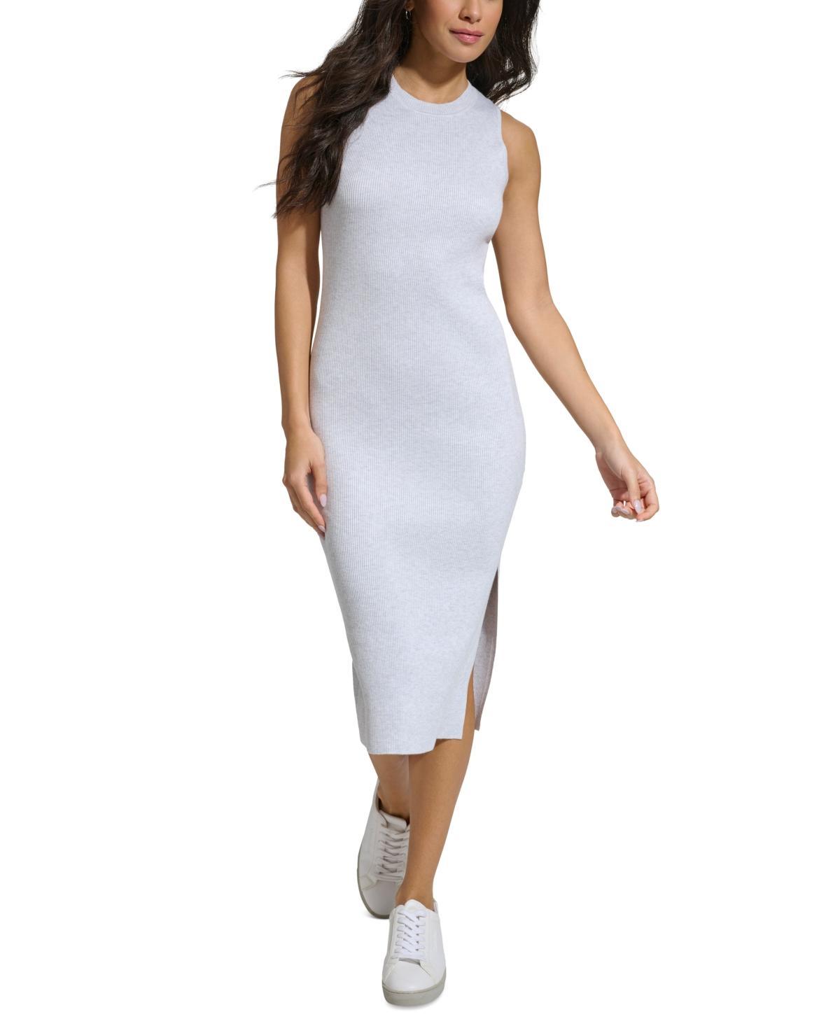 Calvin Klein Jeans Womens Slit Hem Sleeveless Ribbed Midi Dress Product Image