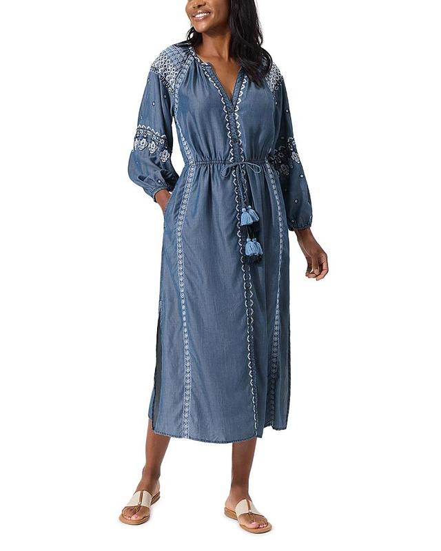 Tommy Bahama Chambray Embroidered Dress Swim Cover-Up Product Image