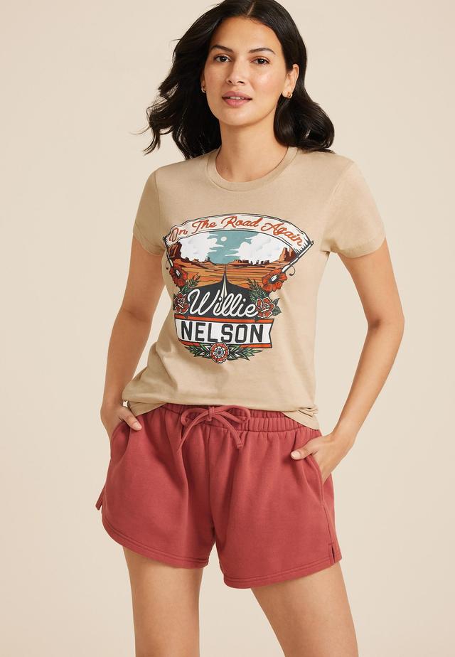 Maurices Womens X Large Size Willie Nelson Oversized Fit Graphic Tee Beige Product Image