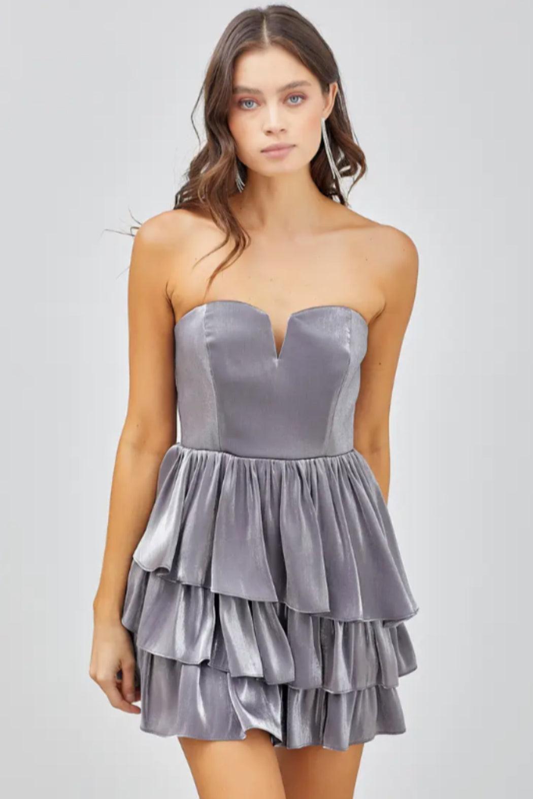 Open Shoulder Ruffle Mini Dress Product Image