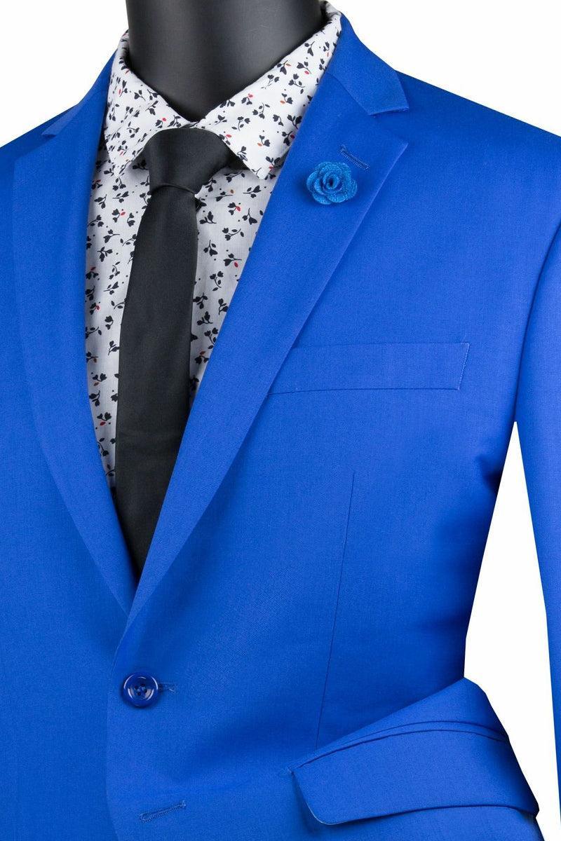 Slim Fit Men's Suit 2 Piece 2 Button in Royal Blue Male Product Image