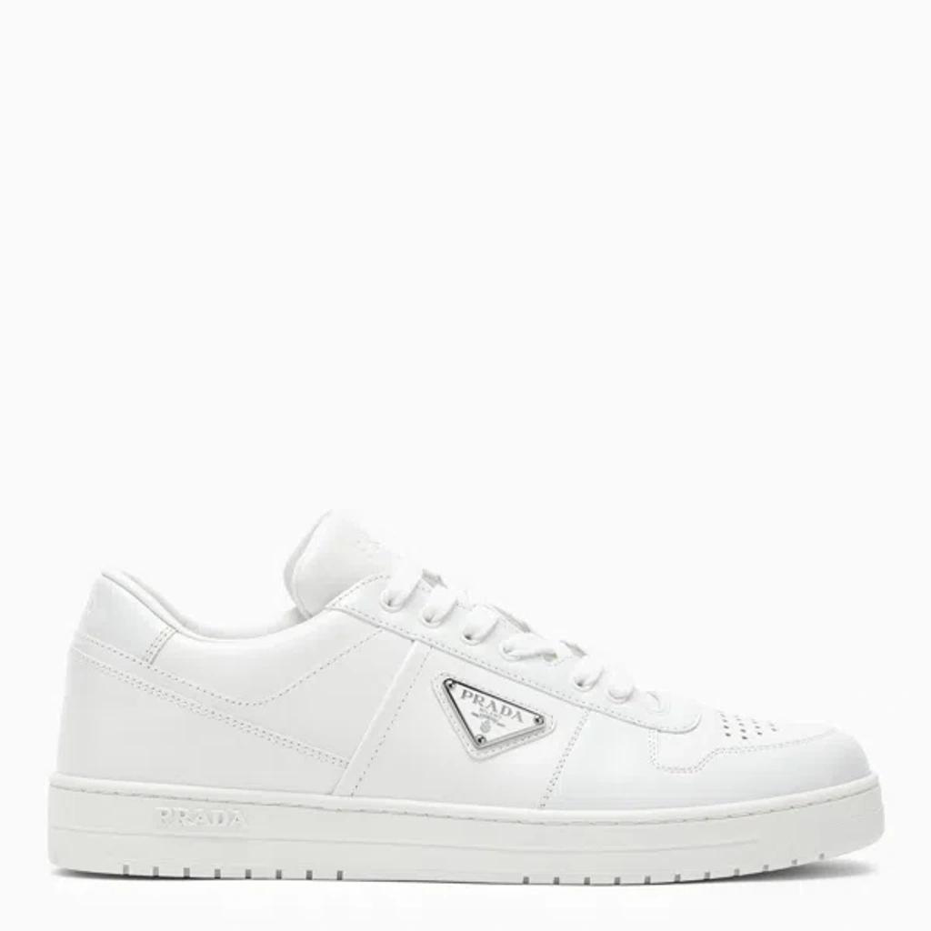 PRADA Downtown Leather Sneakers In White Product Image