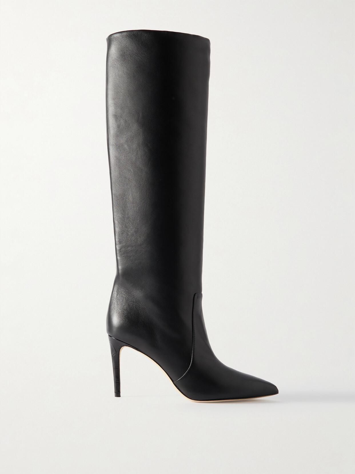 PARIS TEXAS Leather Stiletto Knee Boots In Black Product Image