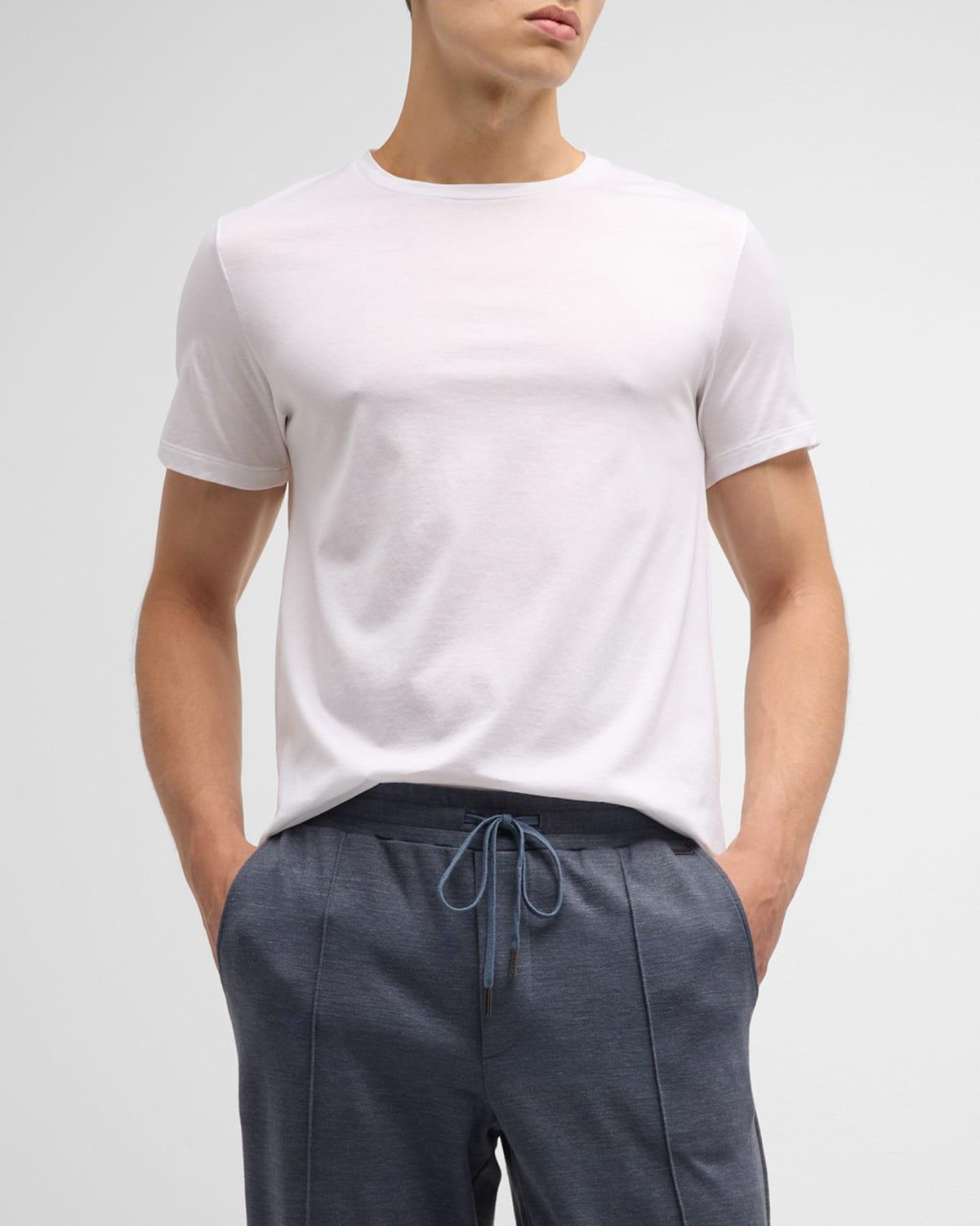 Hanro Cotton Sporty Short Sleeve Shirt (White) Men's T Shirt Product Image