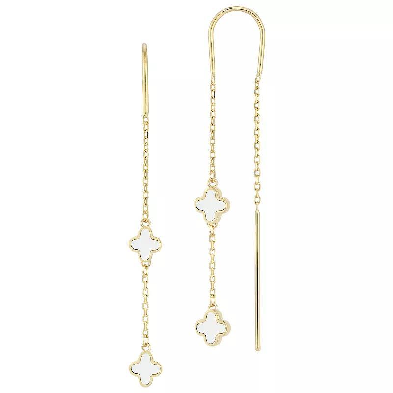 LUMINOR GOLD 14k Gold Mother of Pearl Star Threader Earrings, Womens Product Image