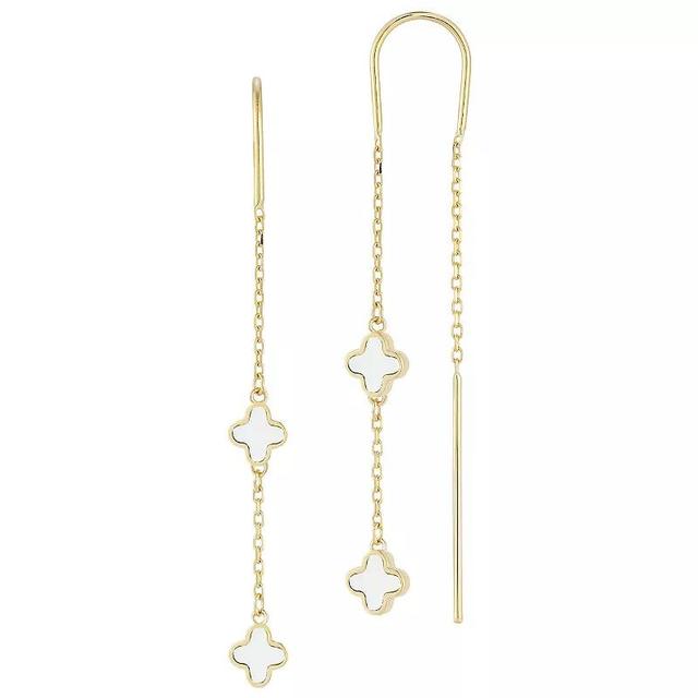 LUMINOR GOLD 14k Gold Mother of Pearl Star Threader Earrings, Womens Product Image