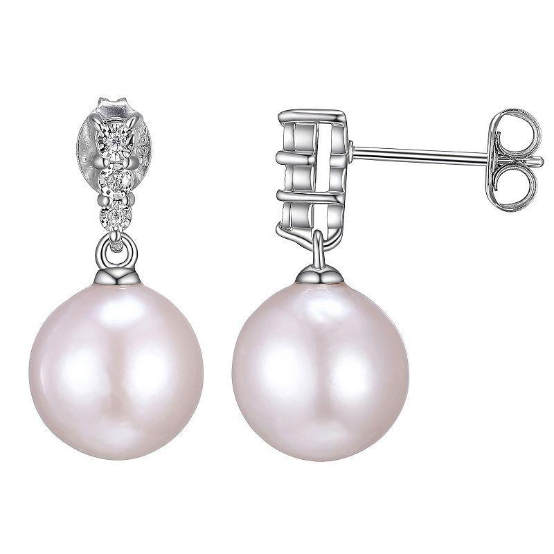 Maralux Sterling Silver Freshwater Cultured Pearl & Diamond Accent Drop Earrings, Womens, White Product Image