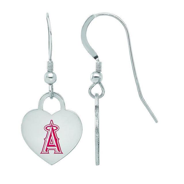 LogoArt Sterling Silver Los Angeles Angels Heart Dangle Earrings, Womens Product Image