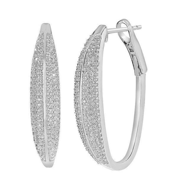 Judy Crowell Sterling Silver CZ Hoop Earrings, Womens Product Image