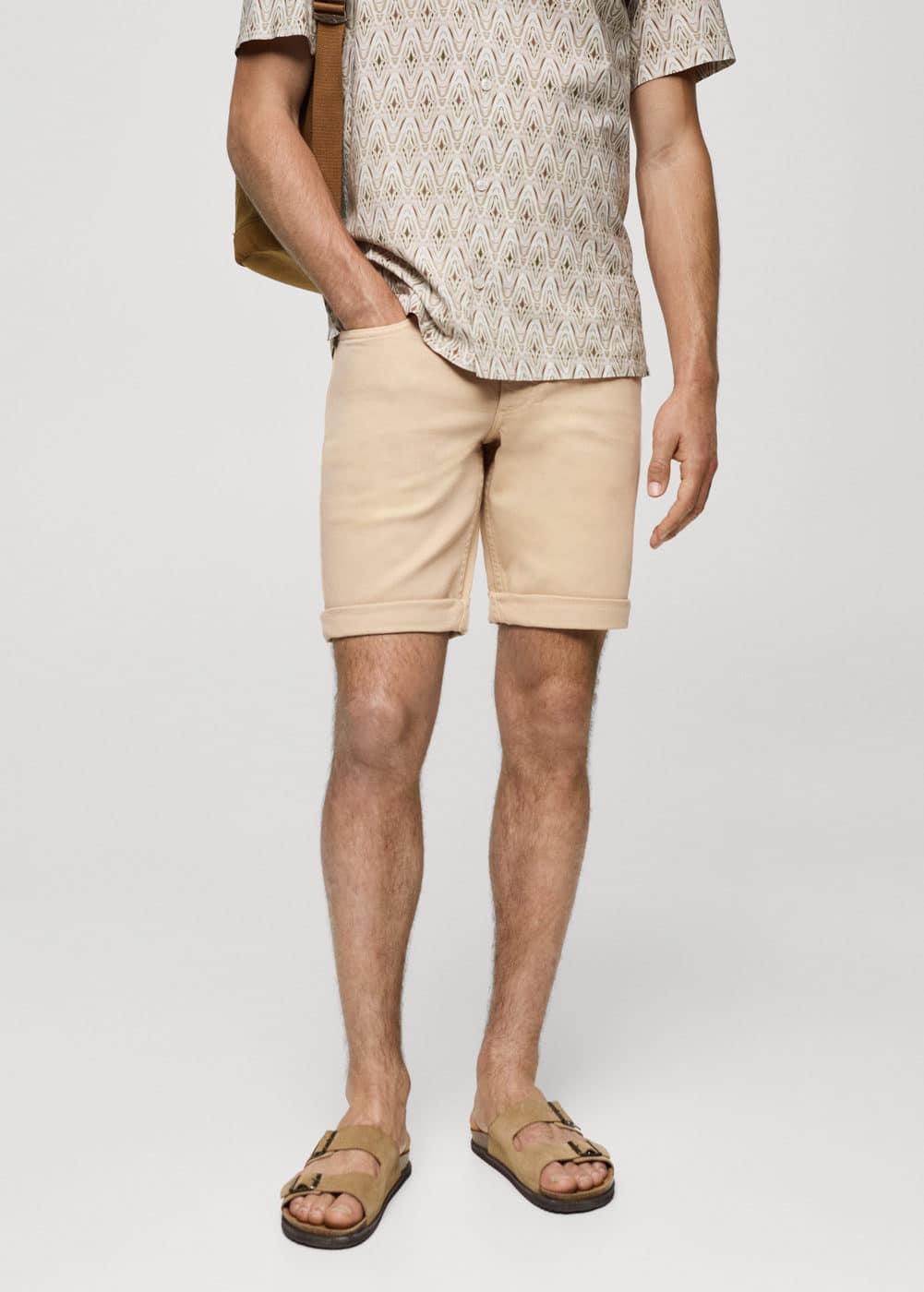 MANGO MAN - Slim-fit denim bermuda shorts beigeMen Product Image