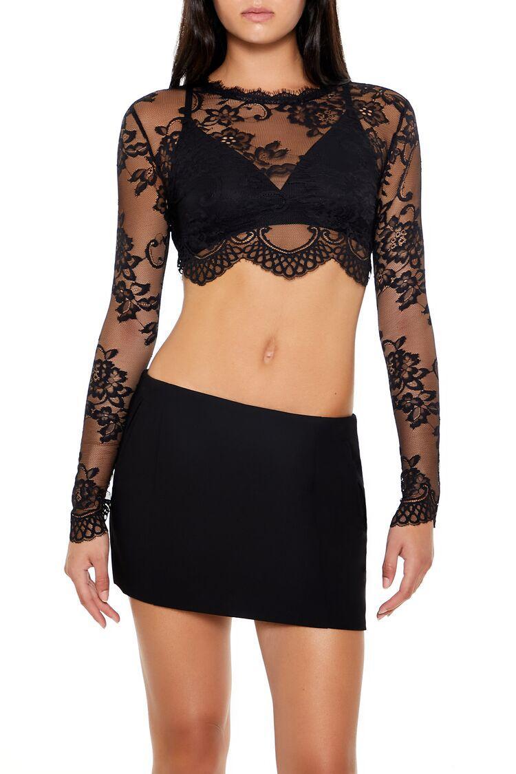 Sheer Lace Crop Top | Forever 21 Product Image