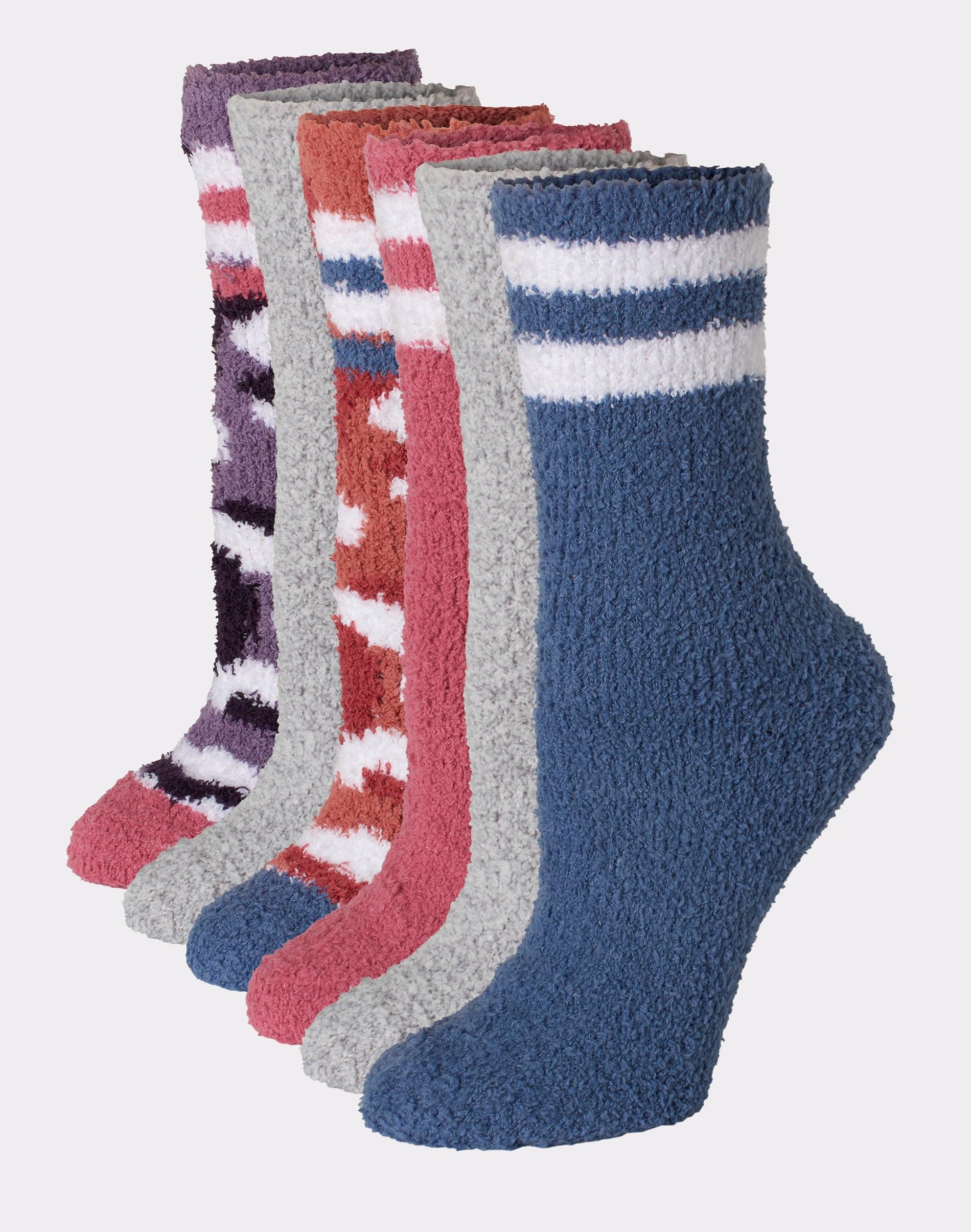 Hanes Womens Cozy Crew Socks, 6-Pairs Ath Stripe/Tie Dye/Solid Asst 5-9 Product Image