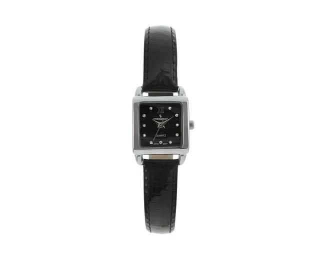 Peugeot Womens 20mm Square Watch with Glossy Black Leather Strap - Black Product Image