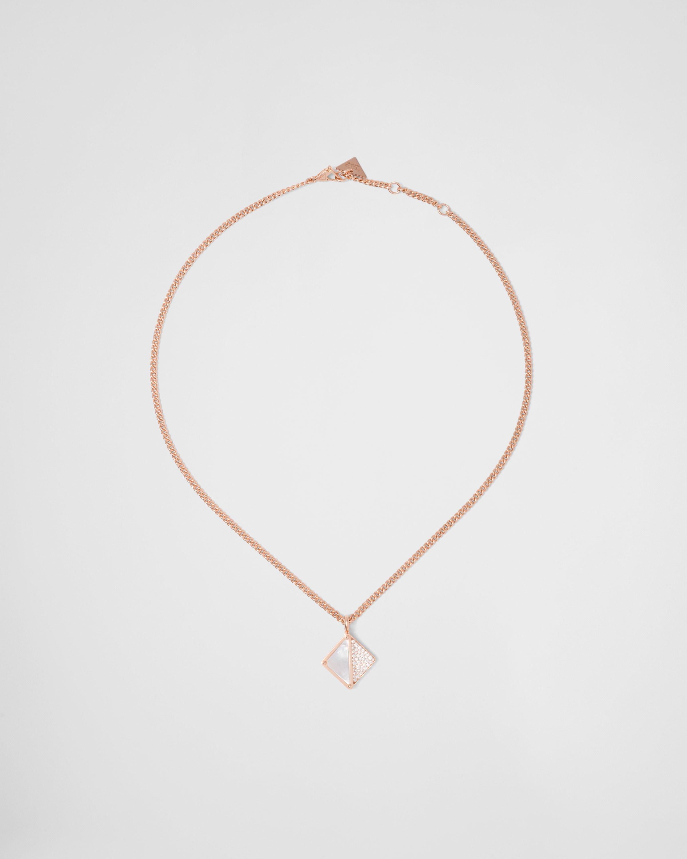 Eternal Gold pendant necklace in pink gold with diamonds and mother-of-pearl Product Image