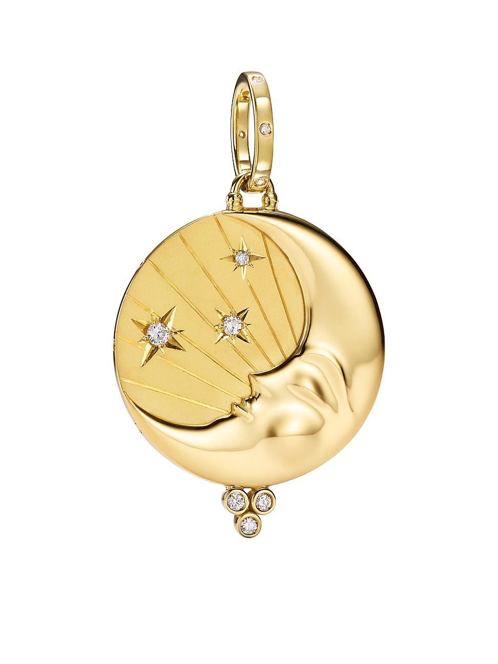 Womens Luna 18K Yellow Gold & Diamond Pendant Product Image