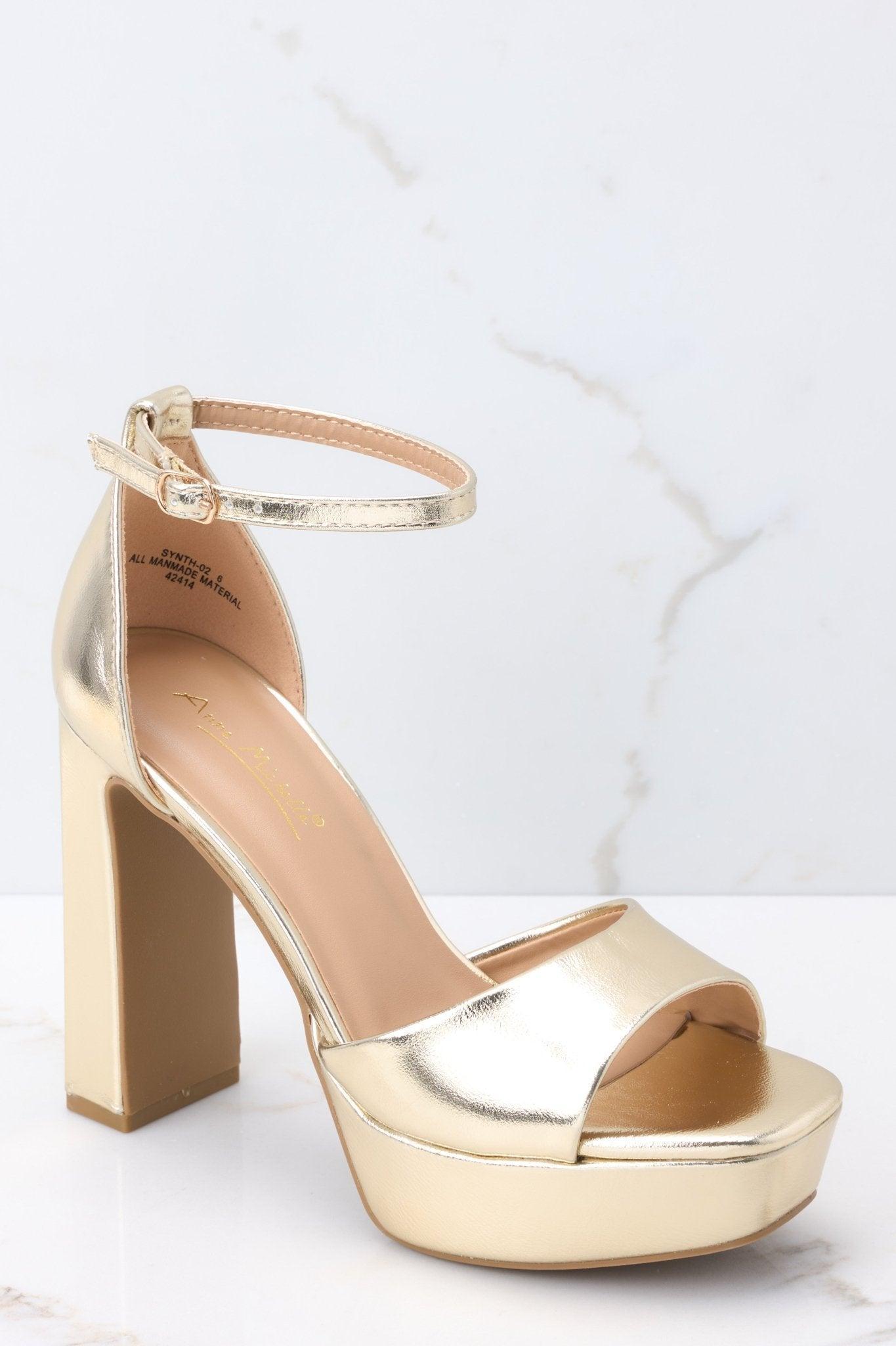 Shine Over Gold Ankle Strap Heels Product Image