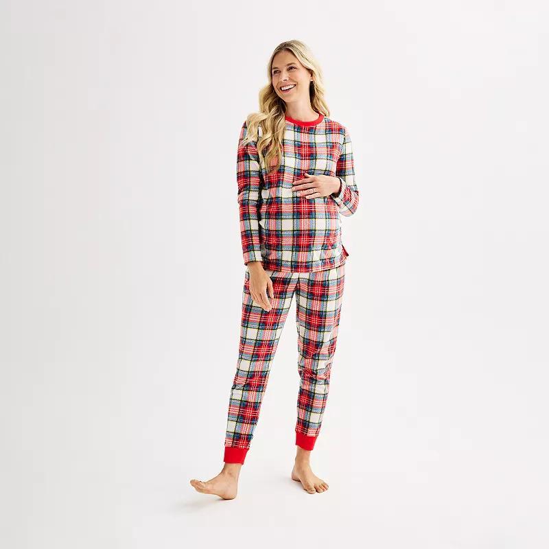 Maternity Jammies For Your Families Jingle Bell Rock Fleece Pajama Top & Jogger Pajama Bottoms Set, Womens Product Image