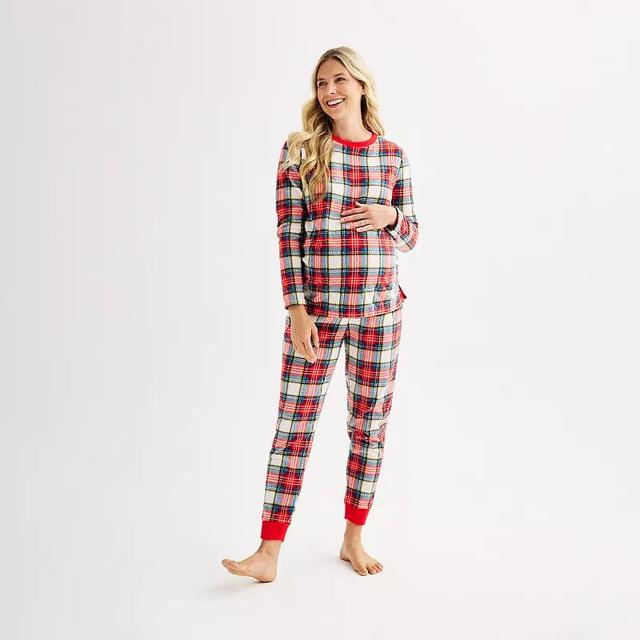 Maternity Jammies For Your Families Jingle Bell Rock Fleece Pajama Top & Jogger Pajama Bottoms Set, Womens Product Image