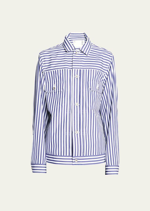 Mens Striped Heavy Poplin Trucker Jacket Product Image