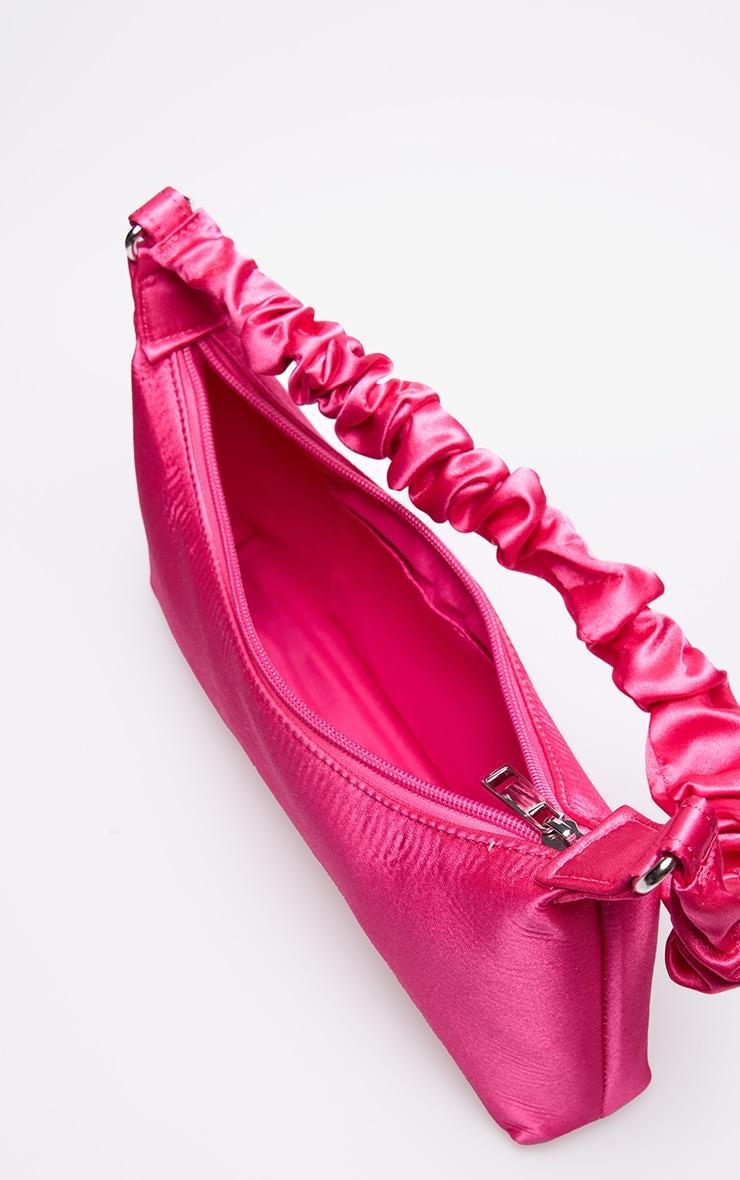 Pink Satin Ruched Handle Shoulder Bag Product Image