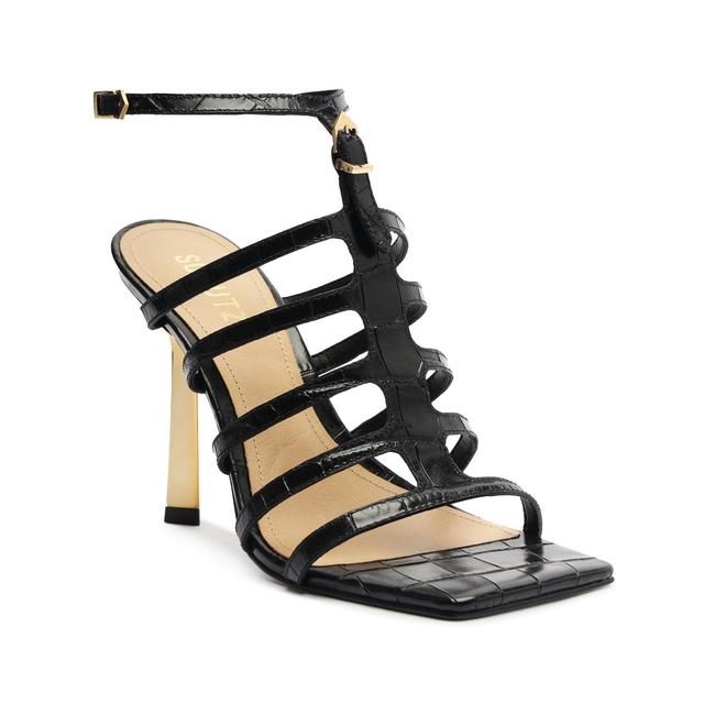 Hayden Crocodile-Embossed Leather Sandal Female Product Image