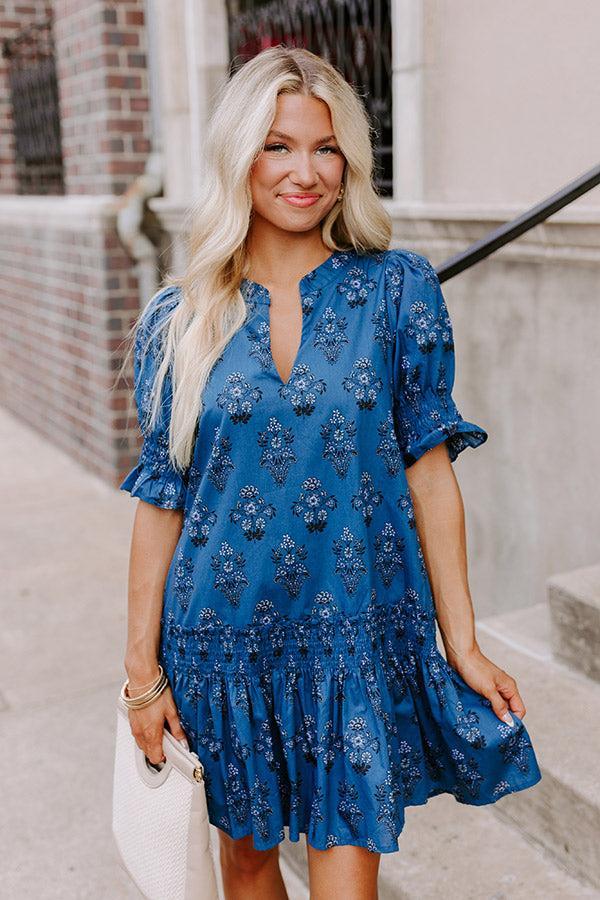 Charleston Trip Floral Mini Dress in Blue Product Image