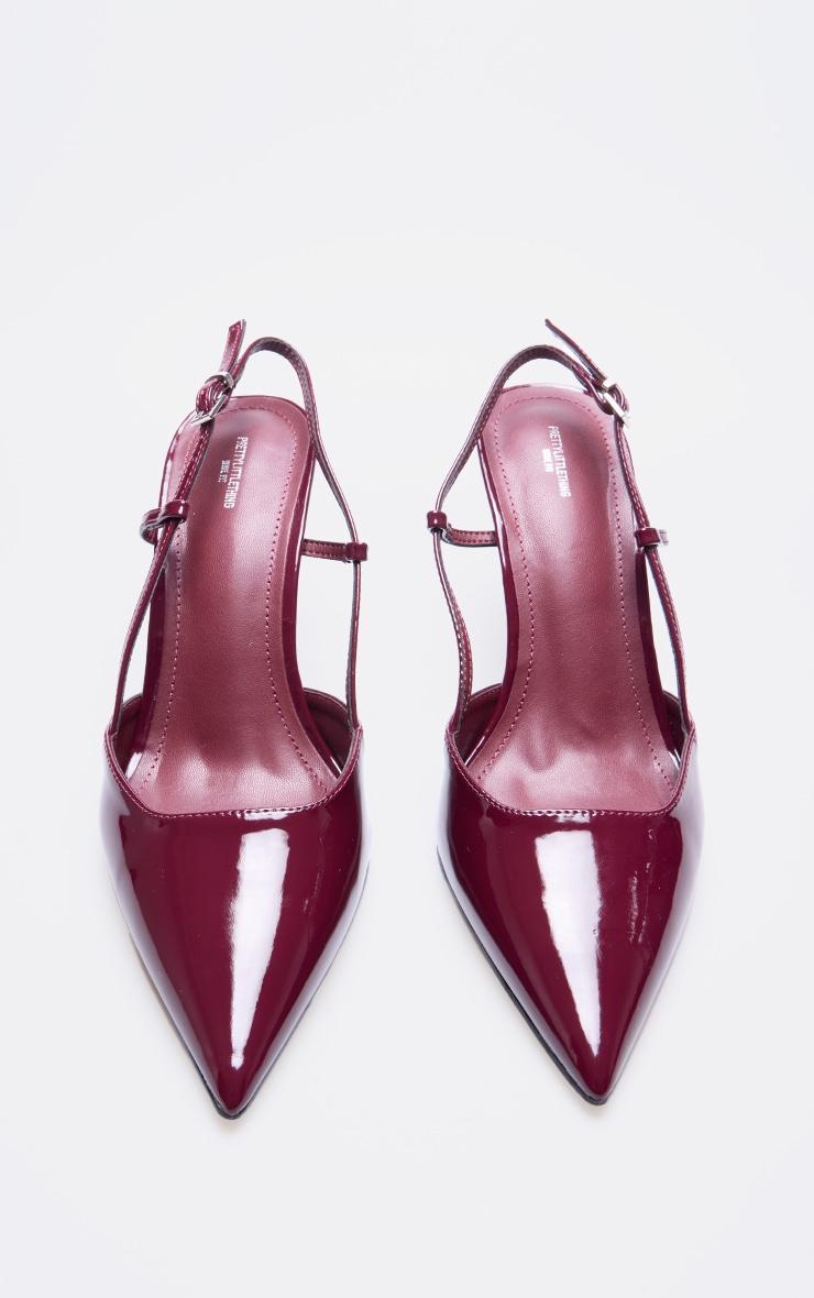 Wide Fit Burgundy PU Point Toe Court Heels Product Image