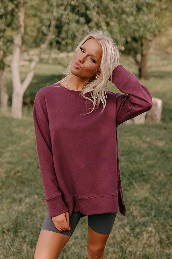 Central Park Stroll Oversized Sweatshirt in Maroon Product Image