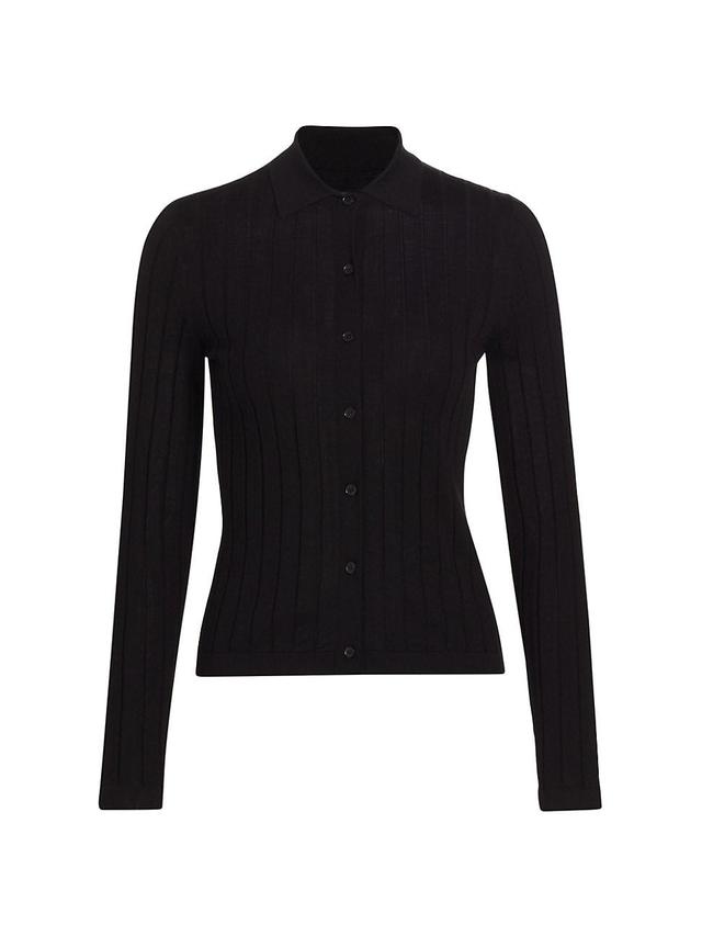 Womens Alivia Rib-Knit Polo Cardigan Product Image