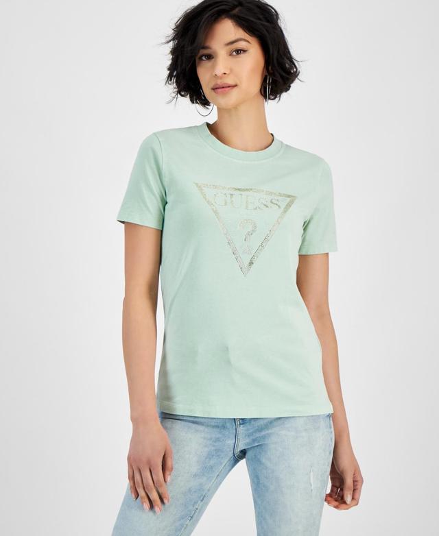 Guess Womens Studded Logo Cotton Short-Sleeve T-Shirt Product Image