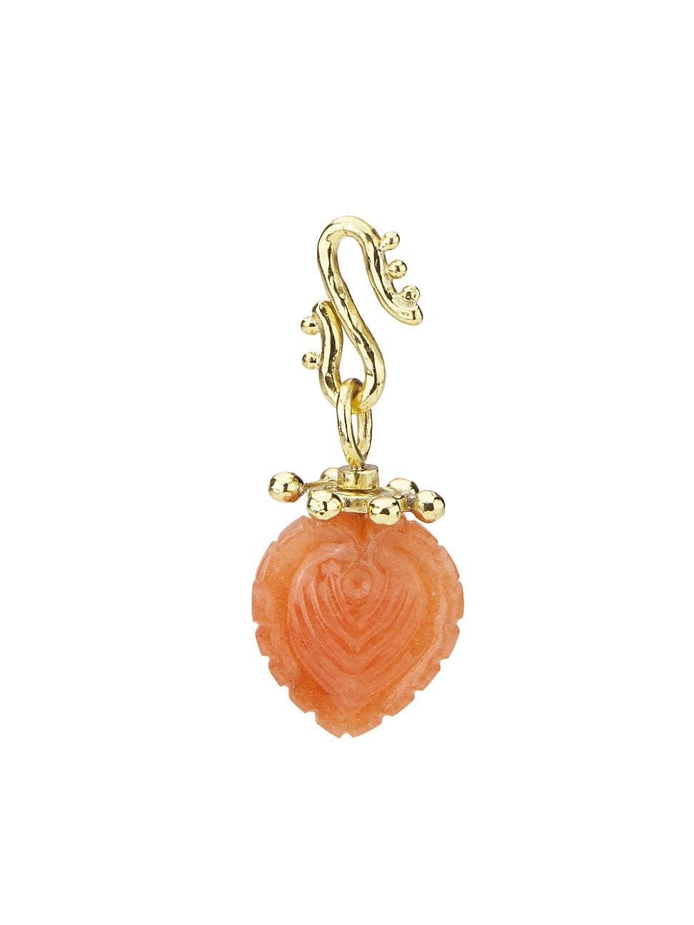 Womens Goldtone & Carved Gemstone Heart Pendant Product Image