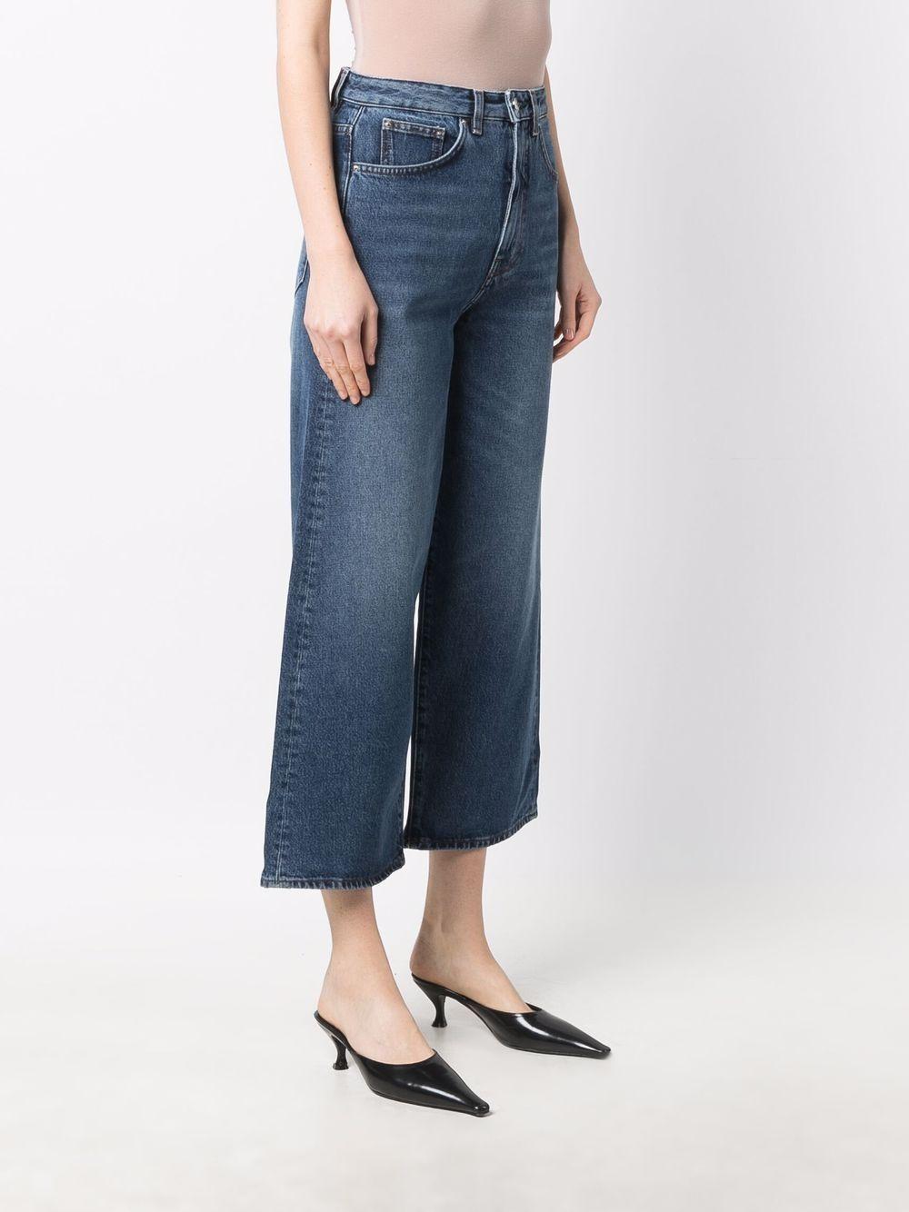 Organic Cotton Cropped Flared Jeans In Blue Product Image