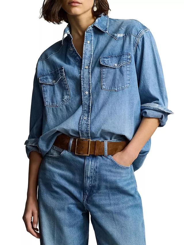 Denim Oversized Western Shirt Product Image