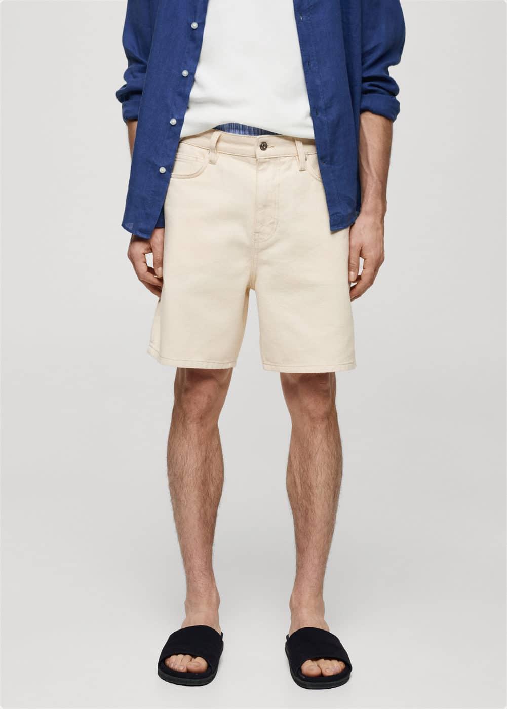 MANGO MAN - Regular fit denim Bermuda shorts ecruMen Product Image