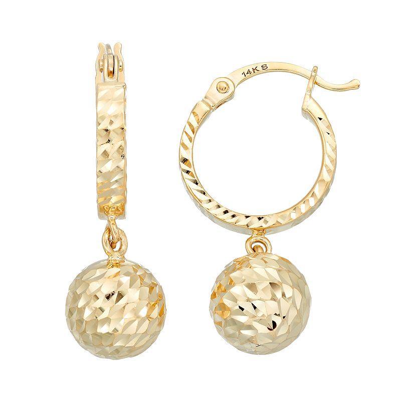 Forever 14K Textured Ball Hoop Earrings, Womens, 14k Gold Product Image