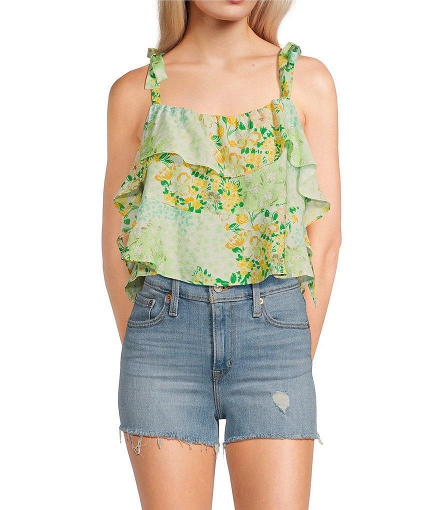 Moa Moa Sleeveless Tie Strap Ditsy Floral Printed Top product image