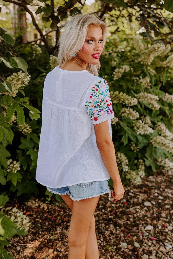 SanFran Sunshine Embroidered Top In White Product Image